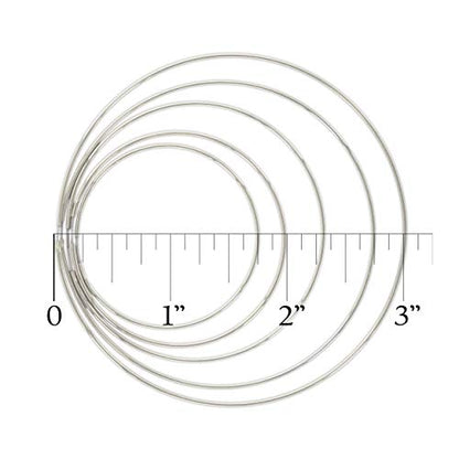 Columbus 14K Gold or Rhodium Dipped Endless Hoops with Sterling Silver Posts - Wire Thin Plated Infinity Hoop Earrings with 925 Post - 40, 50, 60, 70, 80 mm - color: Silver