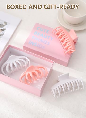 4 Pack Silicone Flexible Hair Claw Clips - Nonslip Large Bendable Soft Claw Clip for Women, Silicone Hair Clips Hair Accessories - color: Pink+White+Pink+White