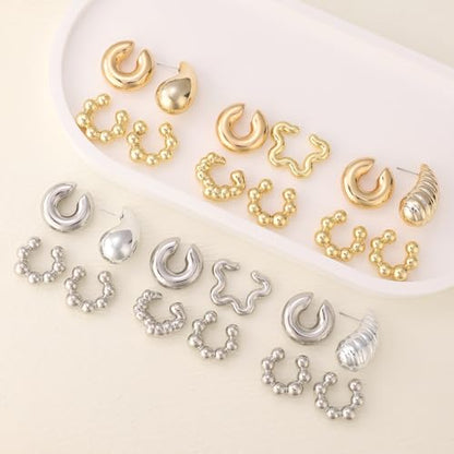 Chunky Gold Ear Cuffs Earrings for Women Non Piercing Gold Cuff Clip On Cartilage Hoop Earring Trendy Lightweight Thick Cuff Earrings for Women - color: gold5