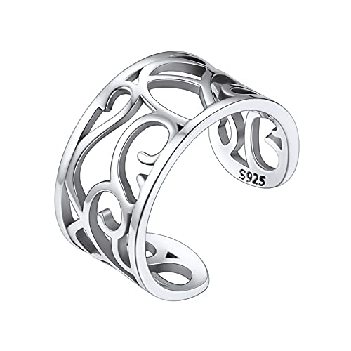 ChicSilver Toe Rings for Women 925 Sterling Silver Adjustable Toe Ring | 925 sterling silver, hypoallergenic for sensitive skin, adjustable open band, summer beach wear gift - color: I: Celtic (1 pc)
