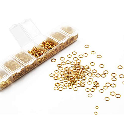 EuTengHao 1504Pcs Gold Open Jump Ring and Lobster Clasps Kit - Jewelry Making Repair Supplies with Pliers and Tweezers - color: Gold