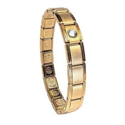Birthstone Charm Bracelet Jewelry, Italian Modular Family Birthstone Charm Starter Stainless Steel - color: 18 LINKS-GOLD-04-April