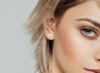 Princess Collection - "Sparkling Romance" - 11.7 mm (3.65 Carat/Pair) Cubic Zirconia 22K Gold-Plated Stud Earrings For Sensitive Ears