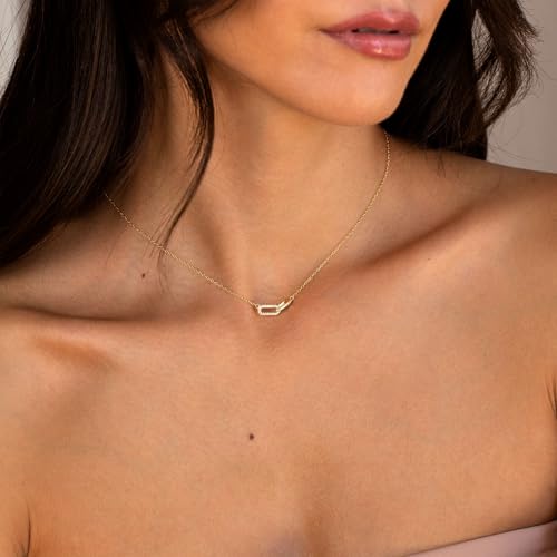 Zeffy Diamond Necklaces for Women, Dainty Gold Necklace 18k Gold Plated Layered Necklaces Simple Gold CZ Diamond Pendant Necklaces for Women Trendy Jewelry Gifts for Girls - color: Gold Diamond Paperclip Necklace