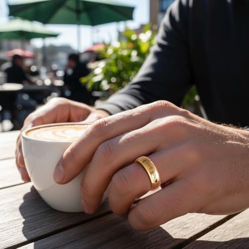 VNOX Customize Personalized 6MM/8MM Tungsten Carbide/Stainless Steel Simple Matte Brushed Finish Wedding Band Engagement Rings for Men Women,Size 5-14 - color: Gold Plated-6mm-stainless-steel