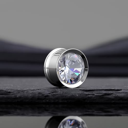 COOEAR Ear Gauges Plugs Stainless Steel/Black/Gold Crystal Ear Plugs Screw Back Tunnel Expander Stretcher Piercing Jewelry. - color: S8768G, size: 8mm