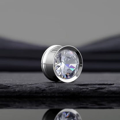COOEAR Ear Gauges Plugs Stainless Steel/Black/Gold Crystal Ear Plugs Screw Back Tunnel Expander Stretcher Piercing Jewelry. - color: S8768G, size: 8mm