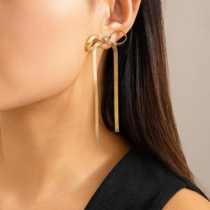 Bow Earrings Red Earrings for Women Dangle Cute Earrings Red Stuff Jewelry Outfits Accessories Gifts for Girls - color: C5:gold bow earrings