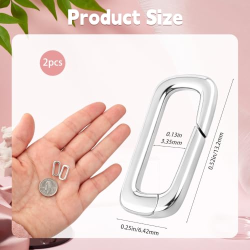 2 Pcs 925 Sterling Silver Necklace Enhancer Clasp,Hypoallergenic Pendant Enhancer Shortener,Spring Bail Pendant Connector for Necklaces, Bracelets, Anklets,Jewelry Making and Charm Holder Gift - color: Silver 0.25 x 0.52 inch