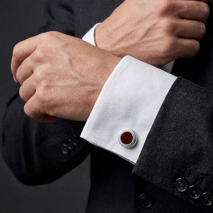 Tuxedo Cuff Links,Cufflinks for Men | Stainless Steel, Lead-Free and Nickel-Free, Gift Box Packed, Boyfriend Husband Father, Wedding Party Anniversary Birthday - color: Red