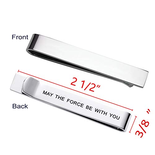 LParkin Premium Stainless Steel Tie Clip for Men & Women - Polished Finish, Secure Hold, Classic Accessory & Unique Gift - style: May The Force Be with You