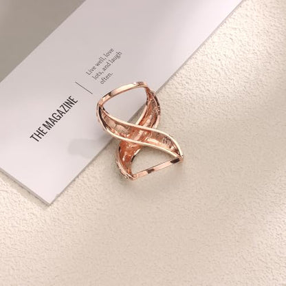Rhinestone Infinity Silk Scarf Ring Brooch for Women Fashion Crystal X Chain Shawl Scarves Buckle Clip Brooches Dainty Dress Accessories Wedding Birthday Jewelry Gift - color: Rose Gold