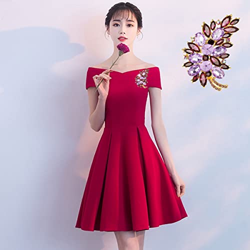 seven wolves Women Crystal Bouquet Brooch Pin All-Match Accessories Rhinestone Brooches and Pins - color: Purple E