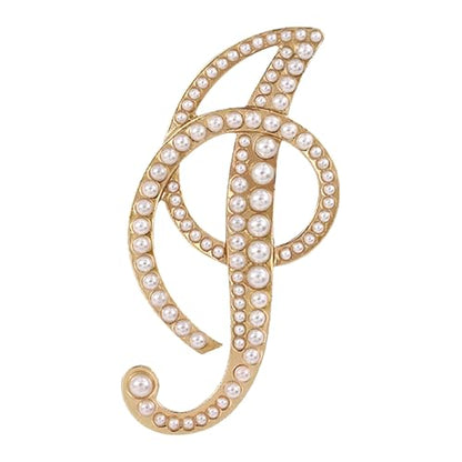 A-Z Initial 26 Letter Brooch Pins, Gold Faux Pearl Alphabet Badges Breastpin for Hat Bag Dress Coat Suit Accessory, Elegant Name Personalized Gifts for Women Men - color: I