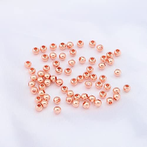 Rose Gold Plated Round Spacer Beads 4mm 100pcs for Jewelry Making Findings Non Tarnish - color: Rose Gold, size: 4mm