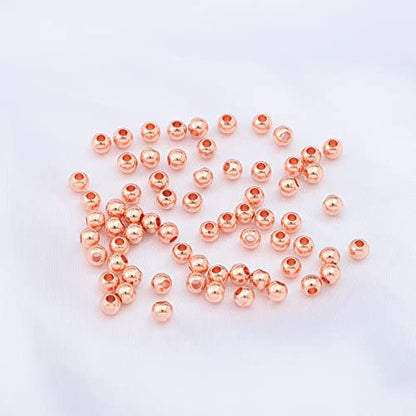 Rose Gold Plated Round Spacer Beads 4mm 100pcs for Jewelry Making Findings Non Tarnish - color: Rose Gold, size: 4mm