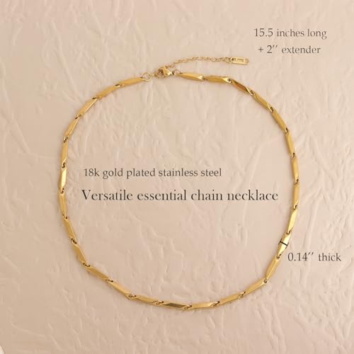 Jean Beau Gold Choker Necklace for Women, Simple 18K Gold Plated Adjustable Link Chain Prom Jewelry Gifts - color: Chunky melon Seeds