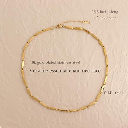 Jean Beau Gold Choker Necklace for Women, Simple 18K Gold Plated Adjustable Link Chain Prom Jewelry Gifts - color: Chunky melon Seeds