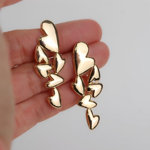 Jean Beau Chunky Gold Stone Stud Earrings for Women, Trendy Natural Gemstone Hypoallergenic Earing Valentine Jewelry Gift - color: Gold