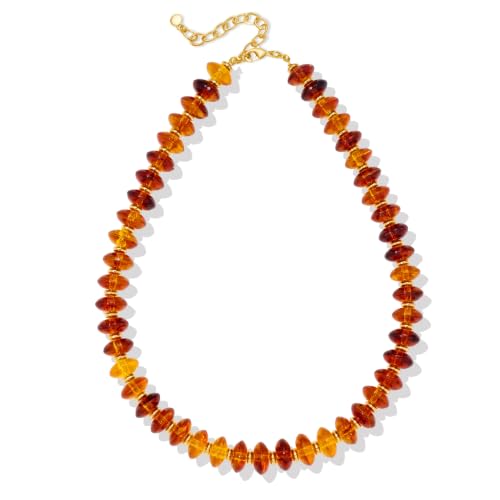 Resin Chunky Beaded Necklace for Women,Vacation Jewelry | Acrylic Beads,Boho Summer Beach Handmade Jewelry,Trendy Bold Statement Beaded Necklace,Birthday Gift for Women - color: Amber