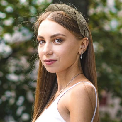 Madison Tyler Thick Headbands for Women | Wide Fabric Grey Braided Cute Handmade Makeup Hair Band for Girls | Thin Hair and Thick Hair | Skincare and Boho Spring Headband for Washing Face - color: Fabric Grey Headbands