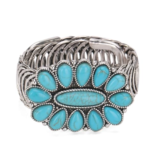 Montana West Rustic Couture's Bohemian Turquoise Cuff Bangle Bracelets for Women Cowgirl - color: Angel Turquoise