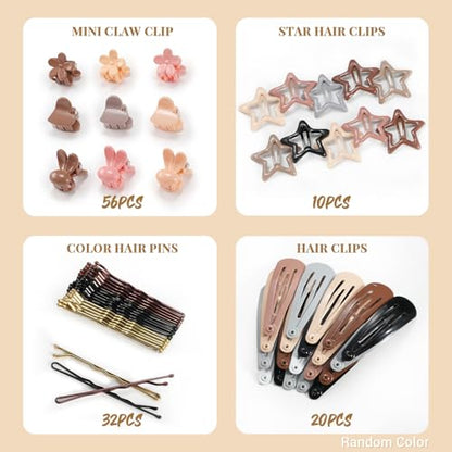 IKOCO 822PCS Hair Accessories for Girls, Elastic Hair Ties with Neutral Color Clips and Tools - color: Brown