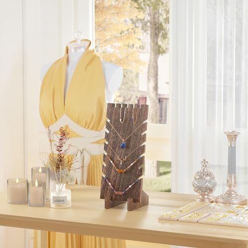 Lolalet Wooden Jewelry Display Series, Necklace Bracelets Earrings Rings Jewelries Stand Freestanding Natural Wood Holder Jewelry Rack for Selling Vendor Store -1 Pack, Necklace | Necklace Bracelets Earrings Rings Jewelries Stand Freestanding Natural Wood