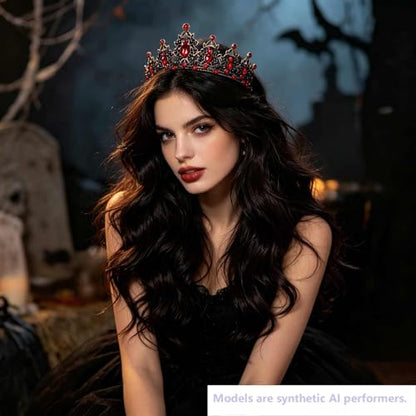 Kamirola - Queen Crown and Tiaras Princess Crown for Women Crystal Headbands for Bridal, Princess for Wedding and Party - color: Black& Red