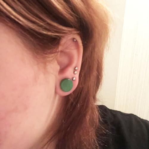 Green Agate Ear Plugs Double Flared Expander Earrings for Women Men 1 Pair Natural Solid Stone Saddle Ears Stretching Tunnels Gauges Stretcher Lobe Earring Body Piercing Jewelry Size 2g to 5/8'' - size: 1/2"(12mm)