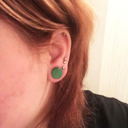 Green Agate Ear Plugs Double Flared Expander Earrings for Women Men 1 Pair Natural Solid Stone Saddle Ears Stretching Tunnels Gauges Stretcher Lobe Earring Body Piercing Jewelry Size 2g to 5/8'' - size: 1/2"(12mm)