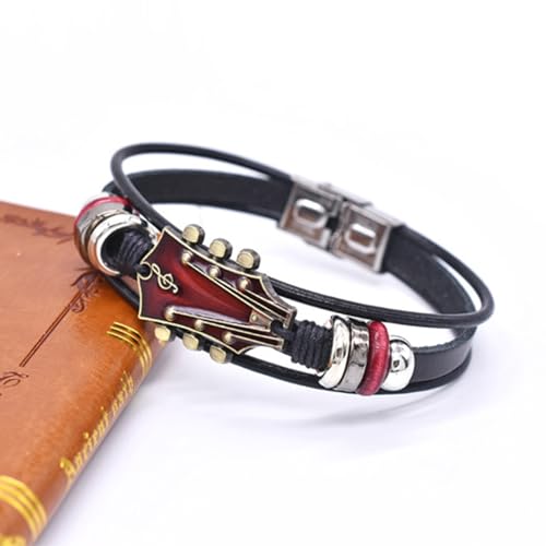 Leather Strap Elegant Wrist Jewelry Multilayer Wristband Everyday Wear Suitable for Various Occasion Multilayer Wrap - color: Red