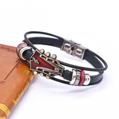 Leather Strap Elegant Wrist Jewelry Multilayer Wristband Everyday Wear Suitable for Various Occasion Multilayer Wrap - color: Red