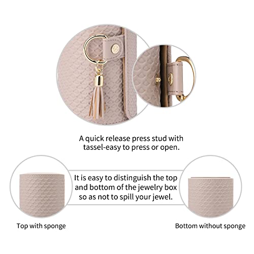 VLANDO Travel Jewelry Box, Travel Jewelry Case for Mothers Day Gifts, Earring organizer Necklacke Organizer Ring Organizer Box with Hand-held Design for Travelling - Grey+Khaki Inner | Stepped Sections Compartments Keep Jewelry Visible, Soft Lining Protec