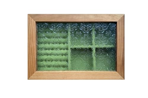 Wooden Jewelry Box with Glass Lid, Multi-Compartment Jewelry Display Case, Green Velvet Lining, Cherry Wood - color: Green Velvet Lining, Cherry Wood