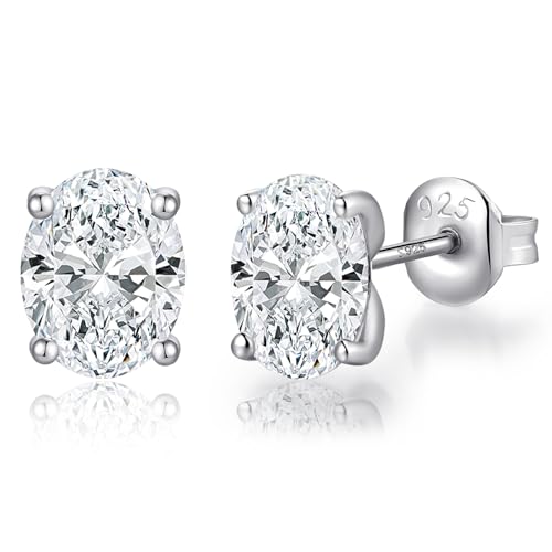 Brilliant Heart-cut/Oval-cut/Trillion-cut/Cushion-cut/Emerald-cut/Marquise-cut Stud, 925 Sterling Silver Cubic Zirconia Stud Earrings for Women Men - style: C-Oval cut-silver