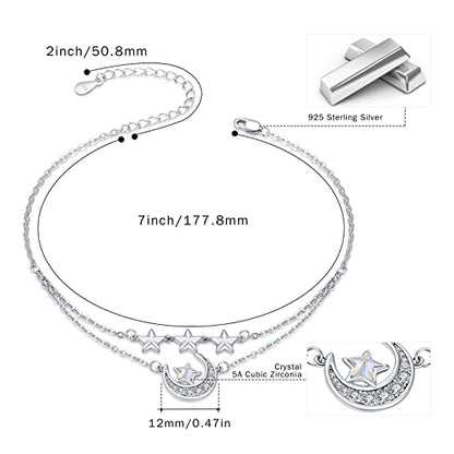925 Sterling Silver Bohemia Hawaiian Beach Mermaid Floral Bracelet Birthday Graduation Gifts for Women with Gifts Box - style: 25-Star Moon
