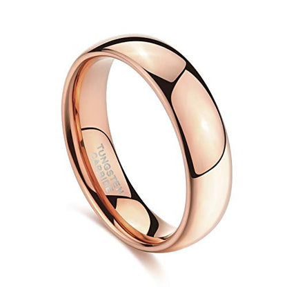 TRUMIUM 2mm 4mm 6mm 8mm Tungsten Wedding Band Ring for Men Women Silver/Rose Gold Plated/Rainbow/Gold Plated Domed High Polish Engagement Promise Rings Comfort Fit 4-15 - color: 6mm rose gold plated