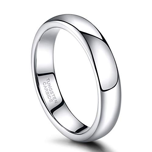 TRUMIUM 2mm 4mm 6mm 8mm Tungsten Wedding Band Ring for Men Women Silver/Rose Gold Plated/Rainbow/Gold Plated Domed High Polish Engagement Promise Rings Comfort Fit 4-15 - color: 4mm silver plated