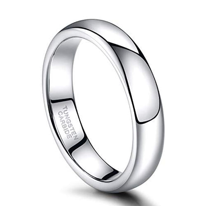 TRUMIUM 2mm 4mm 6mm 8mm Tungsten Wedding Band Ring for Men Women Silver/Rose Gold Plated/Rainbow/Gold Plated Domed High Polish Engagement Promise Rings Comfort Fit 4-15 - color: 4mm silver plated