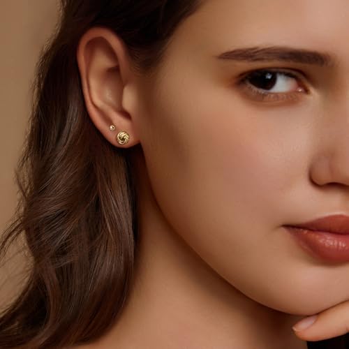 IMBOS Pearl Earrings 14k Gold Plated Daisy Flower Stud Earrings for Women Ball Stud Flat Back Earring Hypoallergenic Statement Earring Trendy Jewelry Gift for Women - color: Gold-Knot Ball