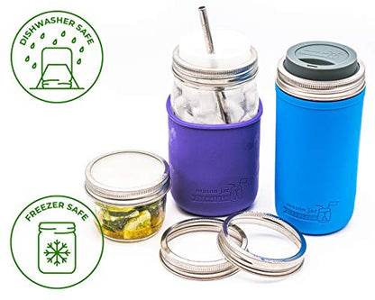 Mason Jar Lifestyle Stainless Steel Rust Proof Bands/Rings with Stamped Logo (5 Pack, Wide Mouth) - size: Wide Mouth