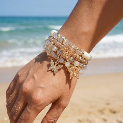 Boho Wooden Beads Bracelets Bohemian Bracelet Stack for Men Women Wood Beaded Bracelet Set - color: Q