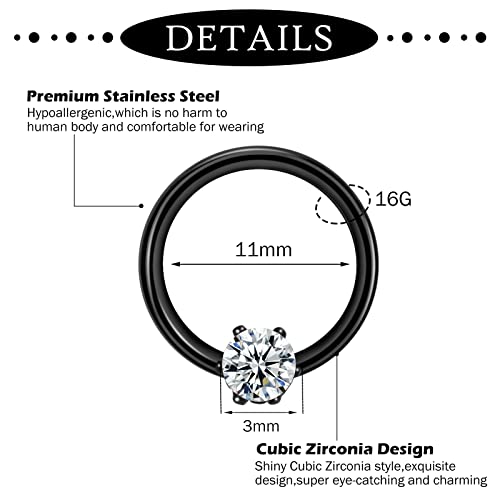 ONESING 20-30 Pcs Septum Rings 16G Septum Jewelry - Surgical Steel Piercings Horseshoe Helix Daith Smiley Tragus Lip Rings Nose Hoop Hinged Seamless Piercing Jewelry for Women Men - color: Color-B-16G-10mm