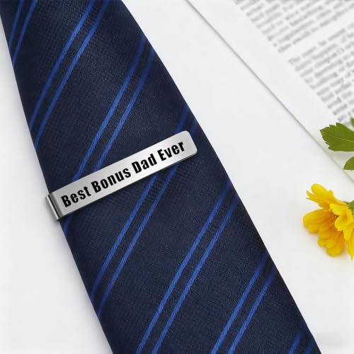 Bicfuiot Father's Day Christmas Birthday Valentines Graduation Gifts for Boyfriend Dad Uncle Grandpa Husband Son,Tie Clips - style: Bonus Dad