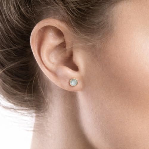 Bolenvi Birthstone Crystal Stud Earrings, 925 Sterling Silver Back Posts, Small Stud Earrings for Women and Men - color: April Diamond Birthstone