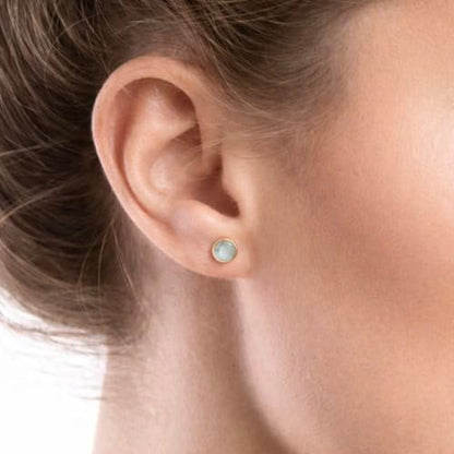 Bolenvi Birthstone Crystal Stud Earrings, 925 Sterling Silver Back Posts, Small Stud Earrings for Women and Men - color: April Diamond Birthstone