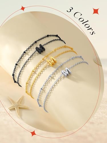 FaithHeart Initial Ankle Bracelets for Women, Waterproof 14k Gold Plated Initial Anklets Non Tarnish Stainless Steel Cute Layered Anklet Summer Beach Jewelry - color: Silver, size: Initial B