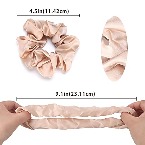 Lolalet Scrunchies for Women, Satin Hair Softer Than Silk Ties Sleep, Big Scrunchy Ponytail Holder with Elastic Bands Girls Thick Thin Curly -6 Pack, Style A - color: 1 - Satin/Black, Grey, Light Brown, Pink, Champagne, Chocolate