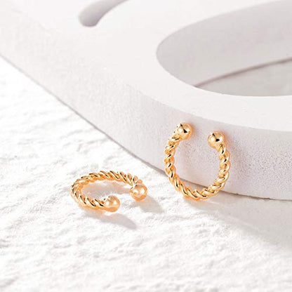 Dainty Gold Ear Cuff Earrings 14K Gold Plated Simple Non Pierced Tiny Ear Cuffs Huggie No Piercing Hoops Ear Cubic Zirconia Cartilage Ear Clip on Wrap Adjustable Fake Earrings
